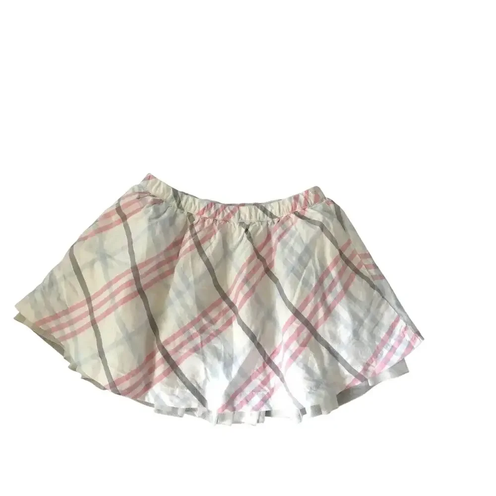 GYMBOREE Kids Girls Plaid Tutu skirt ivory pink 100% Cotton Size 7